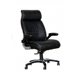 Office Chair In Black Leather With Comfortable Backrest
