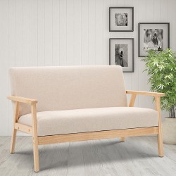 Henrey Cream Coloured 1-2-3 Seater Wooden Sofa