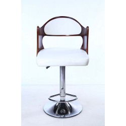 Bar Chair In White Seat & Wooden Backrest