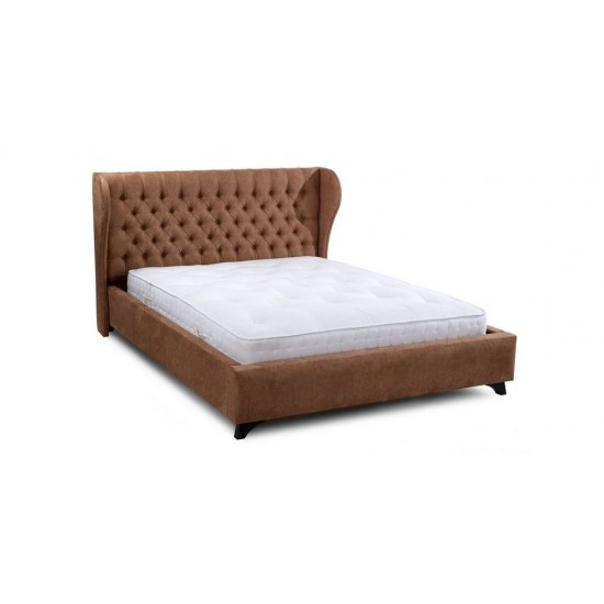 Leather Bed In Light Brownish