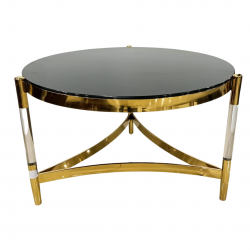 Center Table Made With Golden Metal And Mirror