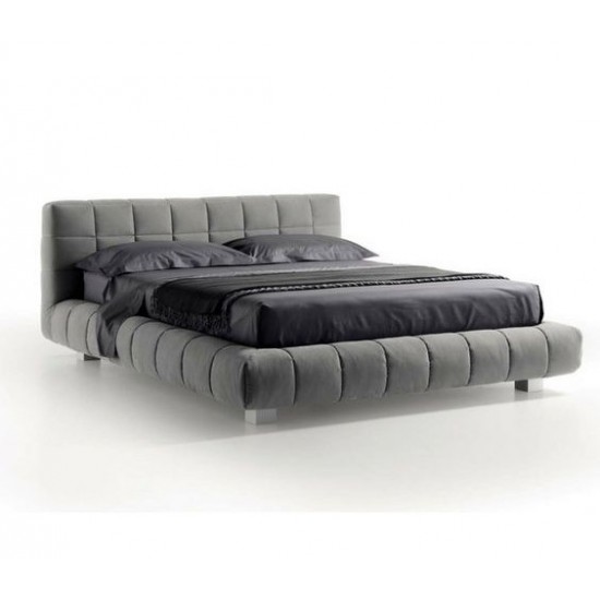 Leather Bed In Dark Grey