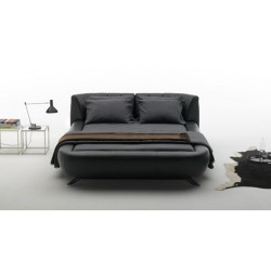 Leather Bed In Dark Grey And Finishing